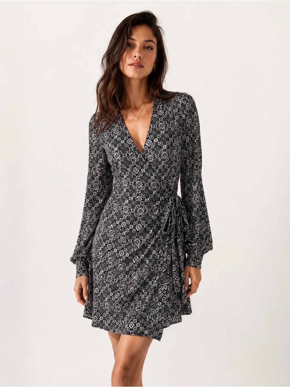 Superdry Geometric Print Side Tie Wrap Dress